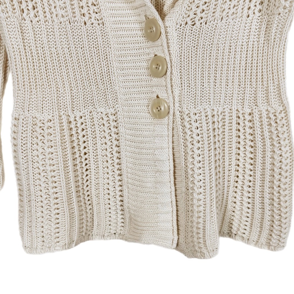 Eddie Bauer 100% Cotton Cozy 3 Button Cardigan L (Fits Like M) Ecru Neutral - Picture 5 of 10